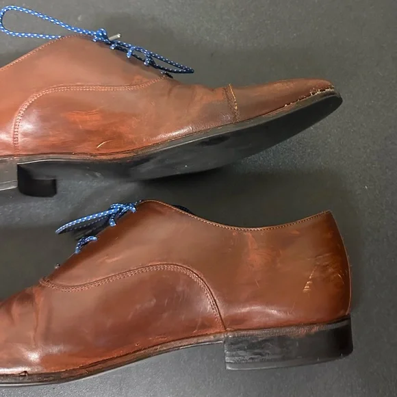 Salvatore Ferragamo Brown Leather Cap Toe Oxford Dress Shoes Mens 9 2E